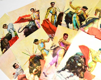 Lot of 9 postcards of famous bullfighters