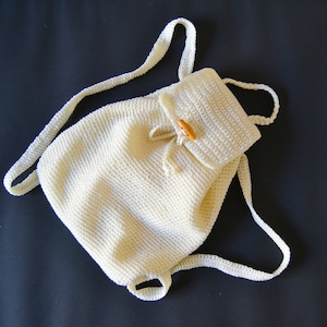 vintage crochet backpack, handmade, white bag, craft bag, white backpack, vintage bag, women&#39;s gift, christmas gift, craft bag