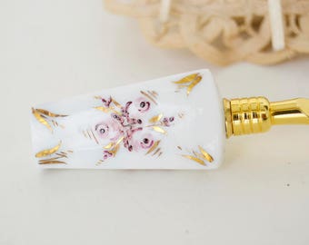 ミニヴィンテージガラス香水瓶、手描きの花柄デザイン - Etsy 日本