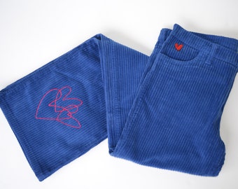 agatha prada de la rus, blue velvet trousers, velvet jeans, 1990s, vintage hippie, blue trousers, pinched trousers, hippie velvet,
