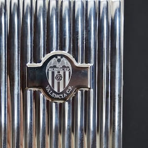 Custodia per sigarette d'argento vintage, squadra di calcio valenciana, regalo per fumatori, souvenir di calcio, scatola d'argento, scatola di sigari, accessorio tabacco