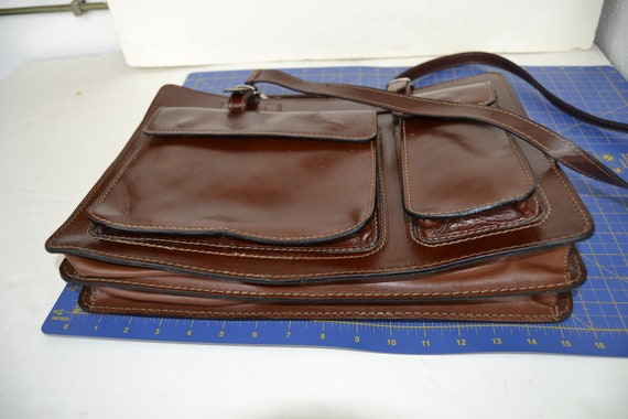 leather messenger bag, brown leather bag, vintage… - image 2