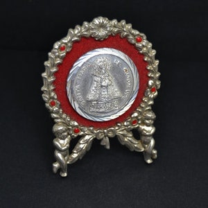 vintage frame,Christmas gift,vintage small frame,Virgin of Guadalupe,Hispanidad,Vintage low relief,religious medallion,mini frame,Santa