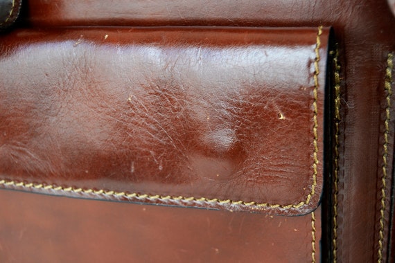 leather messenger bag, brown leather bag, vintage… - image 9