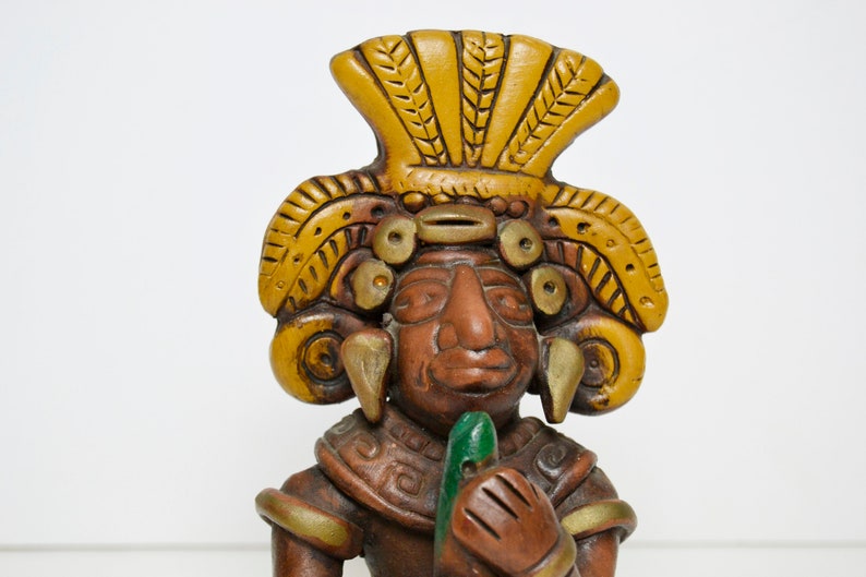 Mayan Clay Statue Mexican Decoration Terracotta Figure Etsy