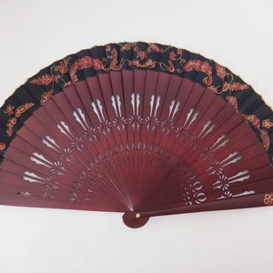 Holz-Fan, Vintage-Fan, Damen-Fan, spanischer Fan, Faltventilator, Sammlung Fan, Design-Fan, handgemachte Fan, Hand-Fan, handbemalt