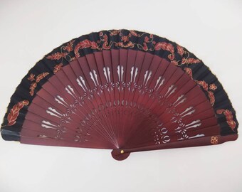 wooden fan, vintage fan, women&#39;s fan, Spanish fan, folding fan, collection fan, design fan, handmade fan, hand fan, hand-painted