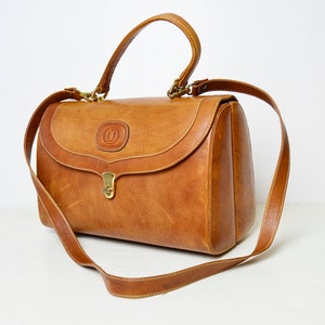 dokterstas, bruine leren tas, vintage lederen tas, dames lederen tas, handtas, medische stijl tas, dokterstas leer, dokterstas