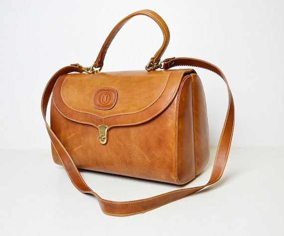 doctor's bag, brown leather bag, vintage leather … - image 1