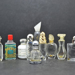 collection of vintage miniature perfume bottles
