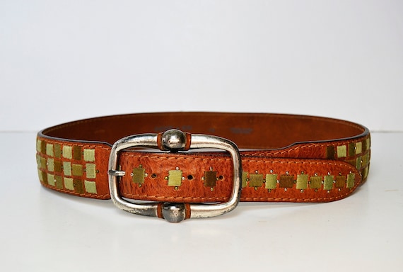 post & co leather belt, size 90, embroidered belt,