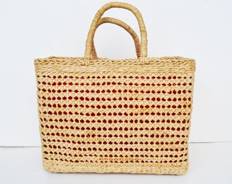 straw bag, straw handbag, straw handbag, straw tote, straw basket, seagrass basket,