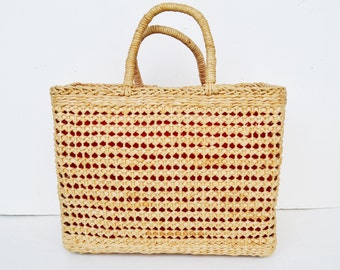 Seagrass Straw Tote Bag: Woven Basket Handbag