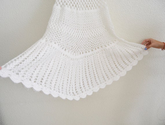 crochet skirt, wool skirt, white skirt, winter ski