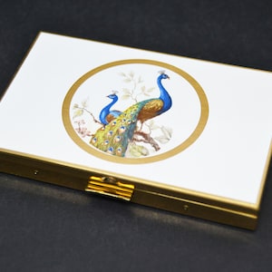 pitillera vintage alemán con pavo real,diseño de pavo real,pitillera elegante,caja de cigarillos,regalo vintage,regalo de mujer,regalo