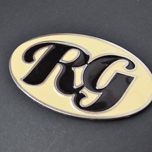 vintage large enamel belt buckle