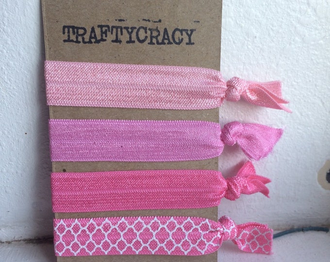 Fold Over Elastic Hair Ties Shades of Pink Free Shipping Etsy