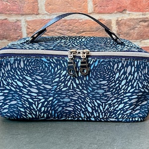 Fish Toiletry Bag, Flat Lay Makeup Pouch, Blue Travel Cosmetic Organizer