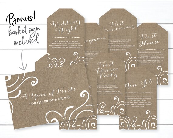 Printed Milestone Wine Tags Wine Poem Tags Bridal Shower Etsy