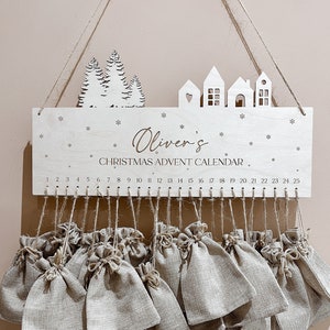 Personalised Advent Calendar Wooden Christmas Advent Xmas Decor