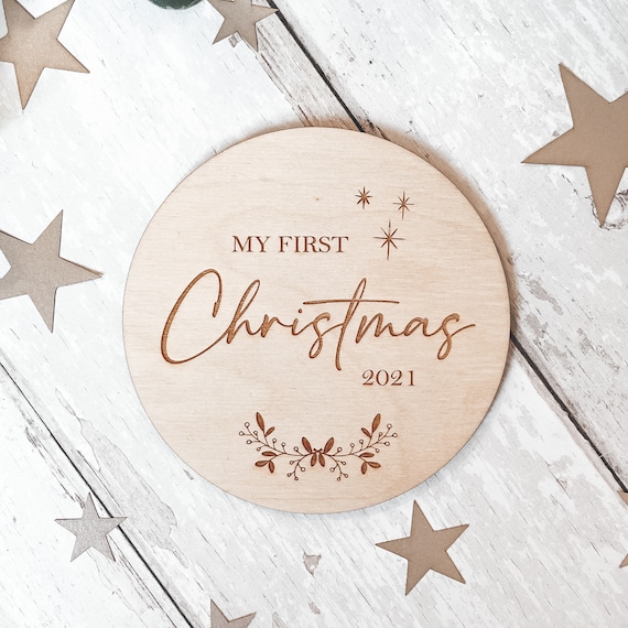 My First Christmas Plaque | Social Media Flat Lay Prop | Laser Engraved | UK