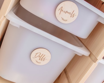 Custom Laser Engraved Wooden Storage Labels: Nursery & Playroom
