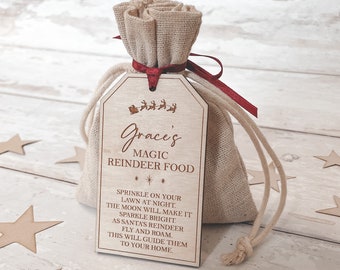 Personalised Magic Reindeer Food (wildlife safe) | Wooden Tag | Christmas Gifts UK