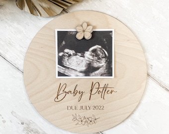 Laser Engraved Wooden Baby Scan Announcement Plaque