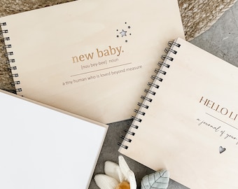 Laser Engraved Wooden Baby Journal: New Baby Memory Book