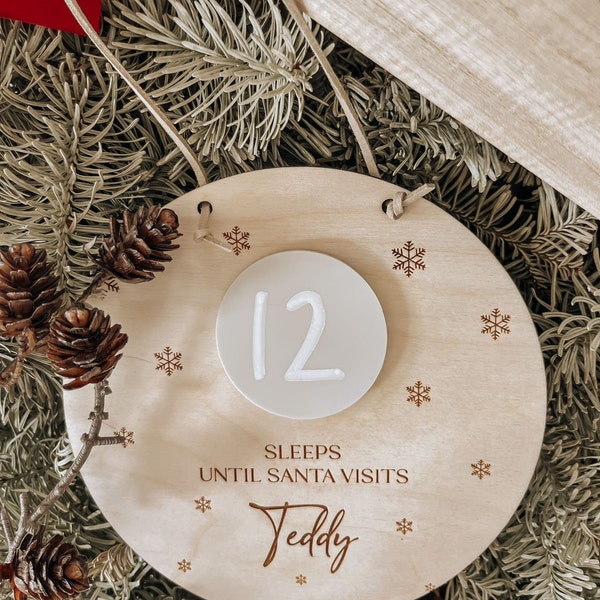 Personalised Wooden 'Sleeps until Santa' Hanging | Christmas Decor | Christmas Countdown