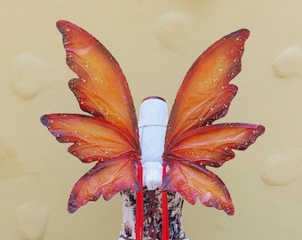 Red, orange, yellow, burgundy and brown Autumn 6 wing fairy woodland wings