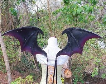 Black purple and burgundy hand painted layered foam dragon / succubus inspired wings