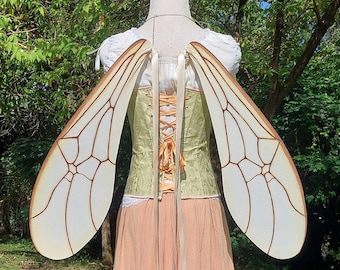 Custom order cream white and brown resting wasp insect wings