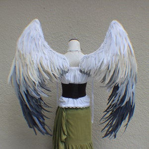 Custom 4X Large dark gray light gray cream and white resting feather wings