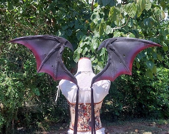 Black purple and burgundy hand painted layered foam dragon / succubus inspired wings