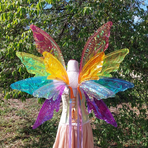 Custom Extra Large Rainbow Iridescent 12 Wing Fairy Woodland Wings