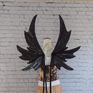 Large Black Rainbow Iridescent 6 Wing Dark Fairy Wings