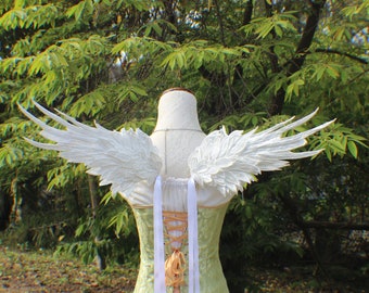 Custom White Embroidered Angel  Feather Wings