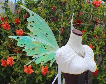Custom Large White Iridescent Tattered 6 Wing Woodland Fairy Inspired Wings