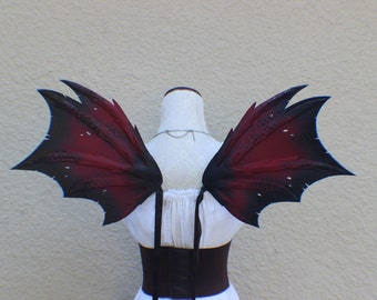 Custom Black and red hand painted layered foam dragon inspired wings