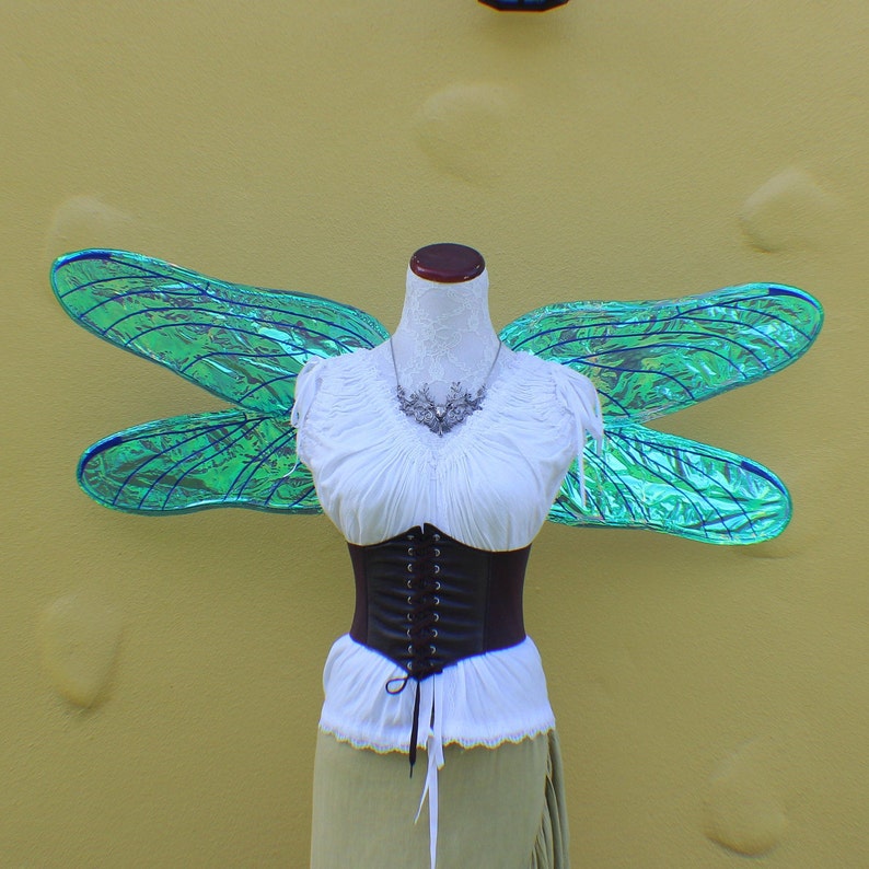 Custom XL 4 wing blue iridescent dragonfly wings image 3