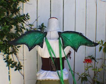 Small dragon inspired wings in green and black