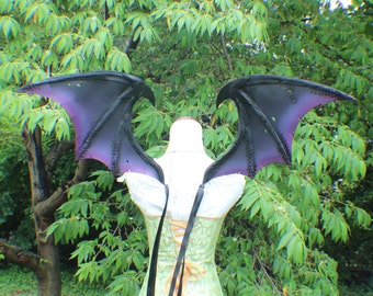 Custom Black and purple hand painted layered foam dragon / succubus inspired wings