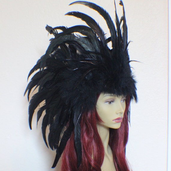 Custom Full Black Feather Headdress 