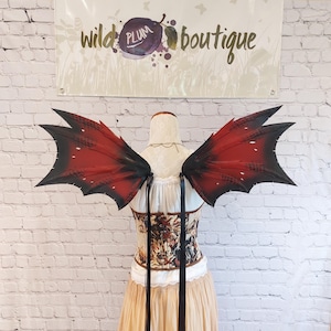 Custom Black and red hand painted layered foam dragon inspired wings