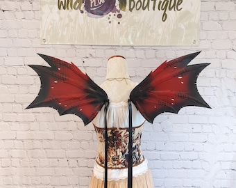 Custom Black and red hand painted layered foam dragon inspired wings