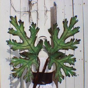 Custom large green and brown early Autumn maple leaf fairy inspired wings