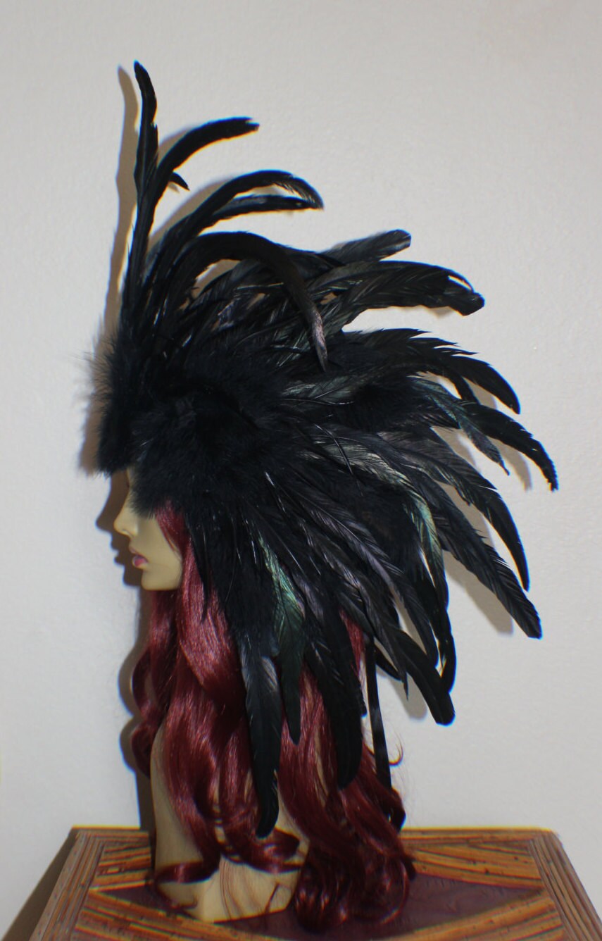 Womens Feather Headdress Blackdeluxe Costume Accessories Female Halloween main image 0