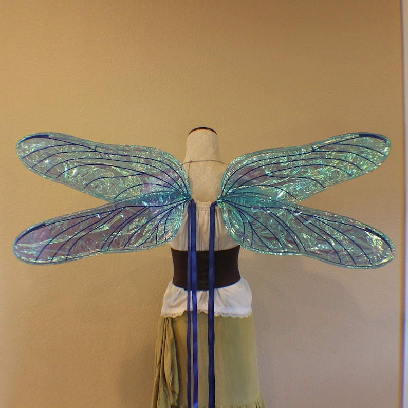 Custom XL 4 wing blue iridescent dragonfly wings image 5