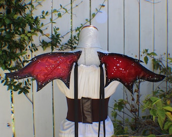 Small dragon inspired wings in red and black